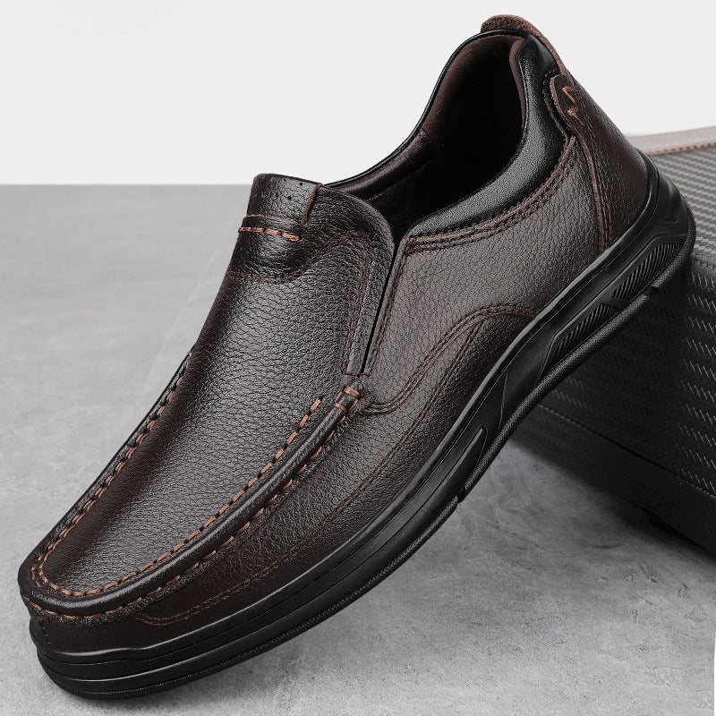 Chaussures décontractées confortables pour hommes en cuir de vache pleine fleur