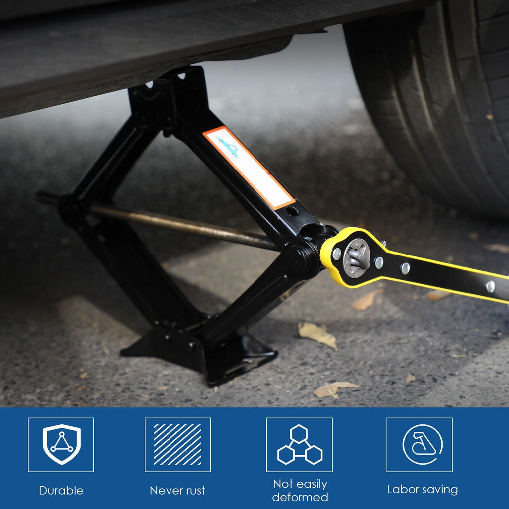 Ciseaux Jack Set 3 tonnes de voiture Auto Jack Kit avec clé à main Cran Lug Clé Royaume-Uni