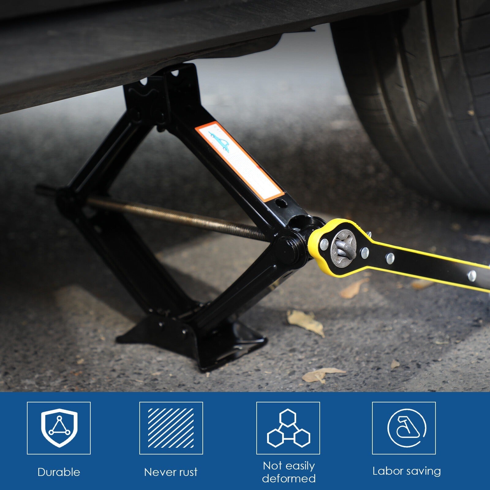 Ciseaux Jack Set 3 tonnes de voiture Auto Jack Kit avec clé à main Cran Lug Clé Royaume-Uni