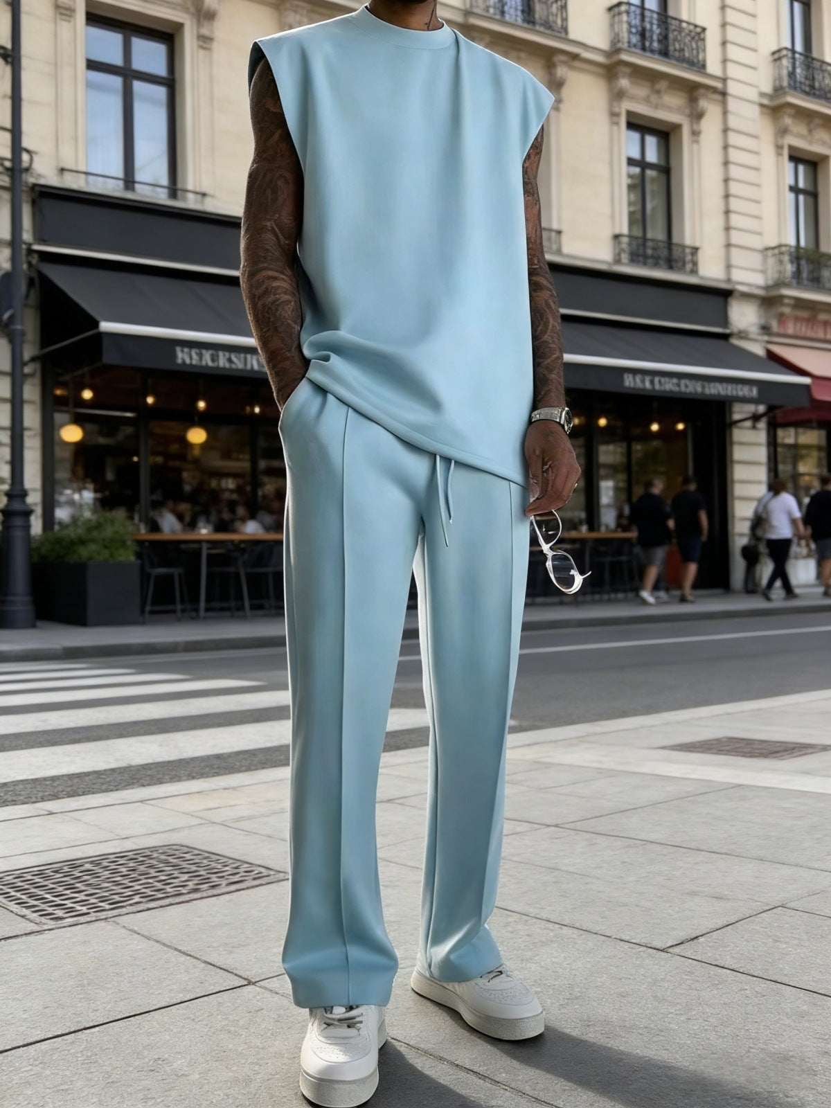 Ensemble de cous d'équipage sans manches pour hommes occasionnels