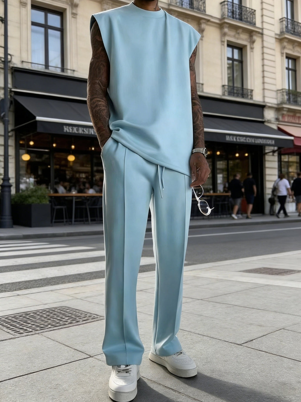 Ensemble de cous d'équipage sans manches pour hommes occasionnels