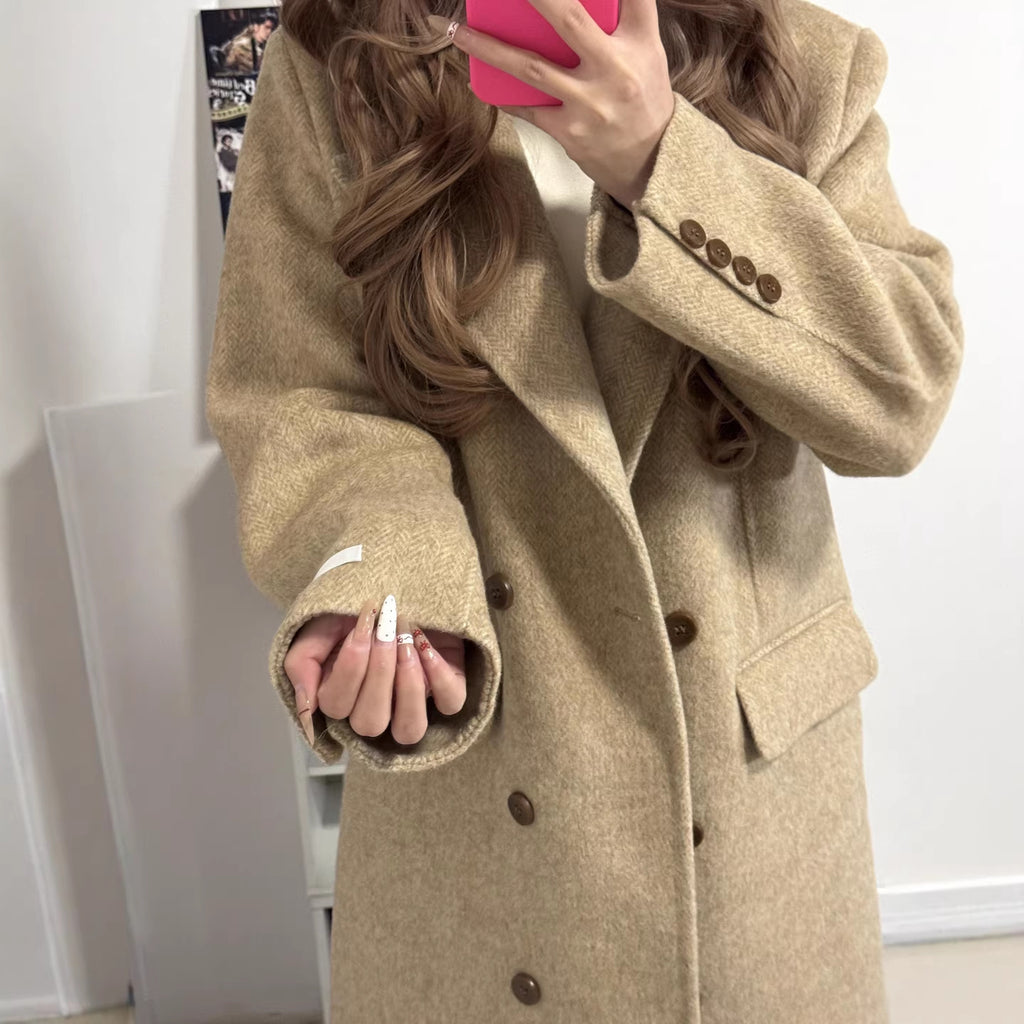 Manteau de laine de style coréen élégant pour femmes