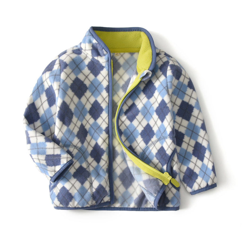 Veste polaire polaire pour garçons Diamond Print Zip Top