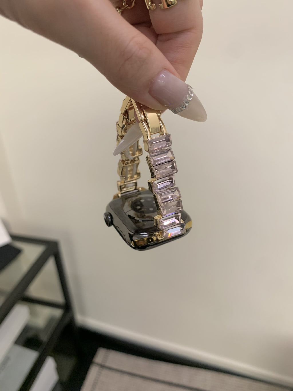 Bracelet de montre de couleur diamant taille carrée irrégulière pour les bandes de montres