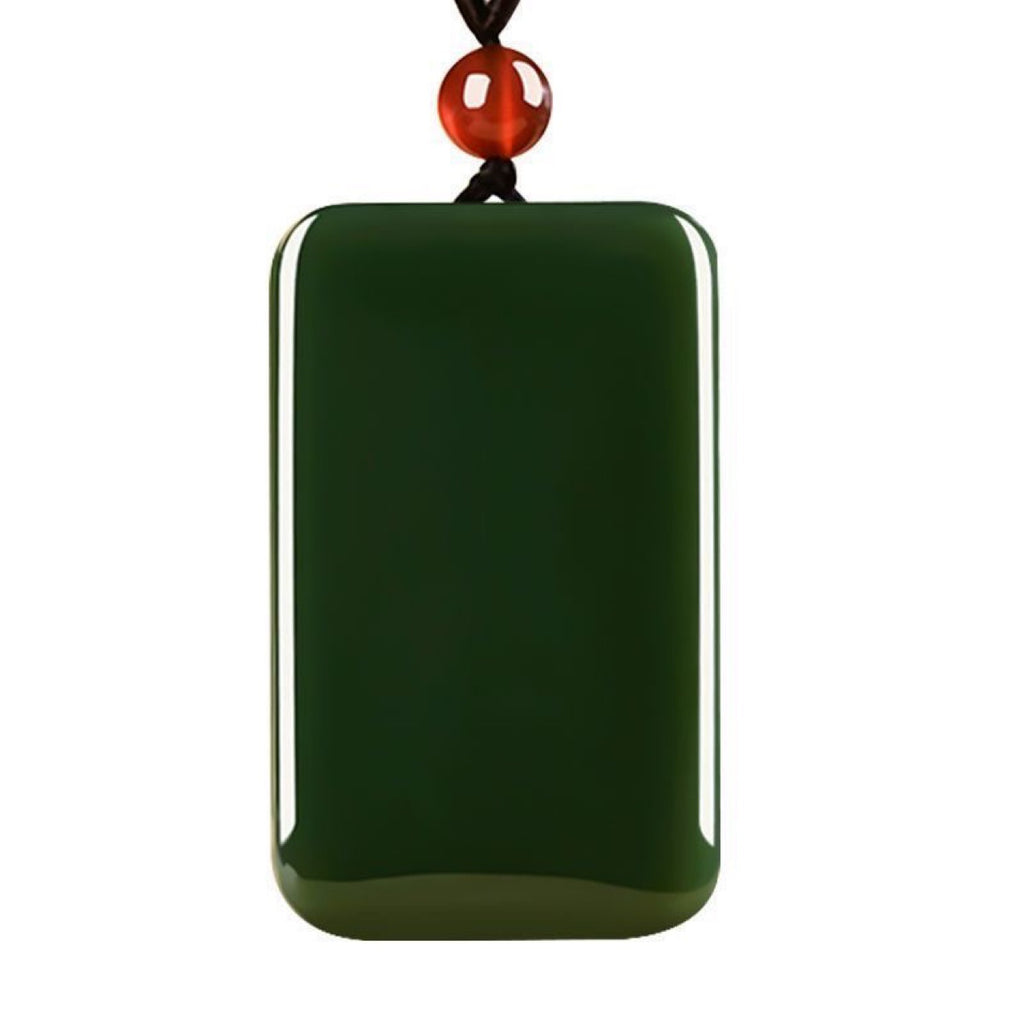 Xinjiang Hetian Jade Tower Pendentif de paix vert Fine Material Peace Jade Collier homme Jad