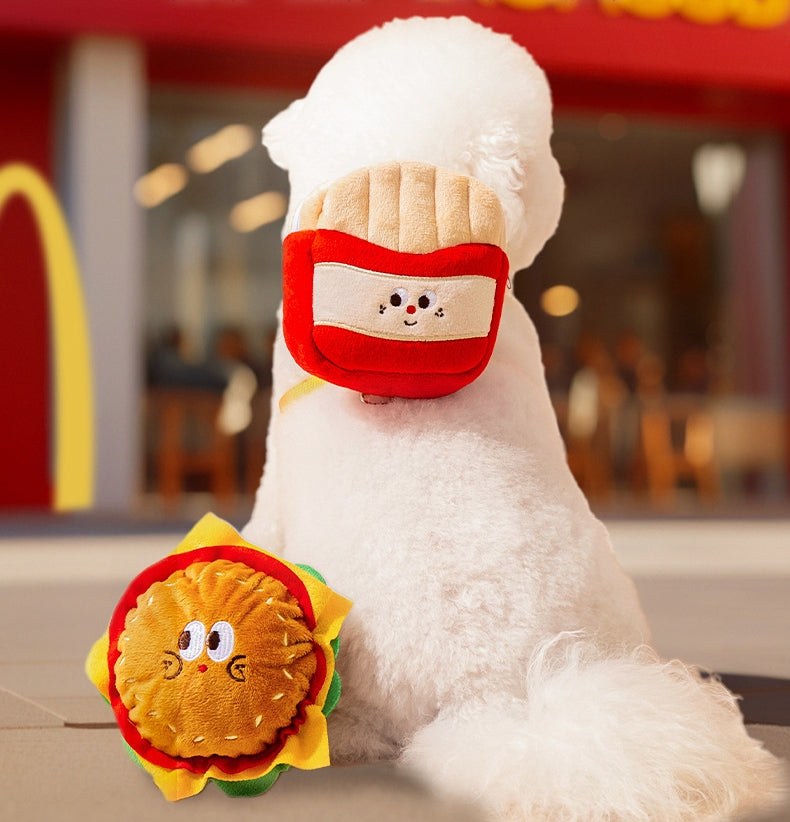 Cartoon Hamburger Chips Design Ajustable Vest Leash Rope pour les chats et les chiens