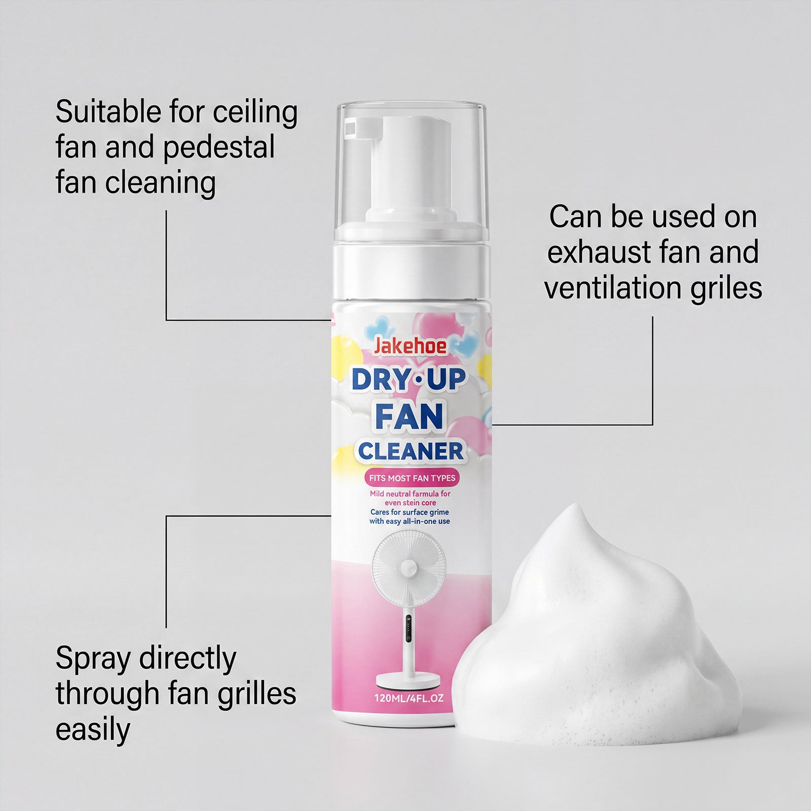 JAKEHOE Fan Cleaner est adapté pour le nettoyage quotidien de divers types d'éventail