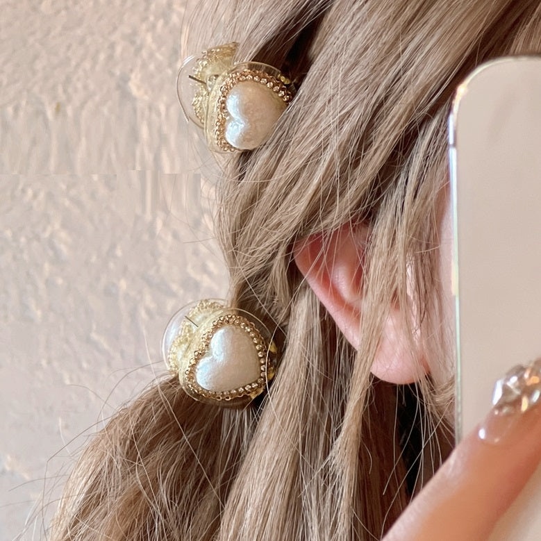 Style Girly de haute qualité Léger luxe délicat perles sertie Diamond Love Pearl mignon Trumpet Loos