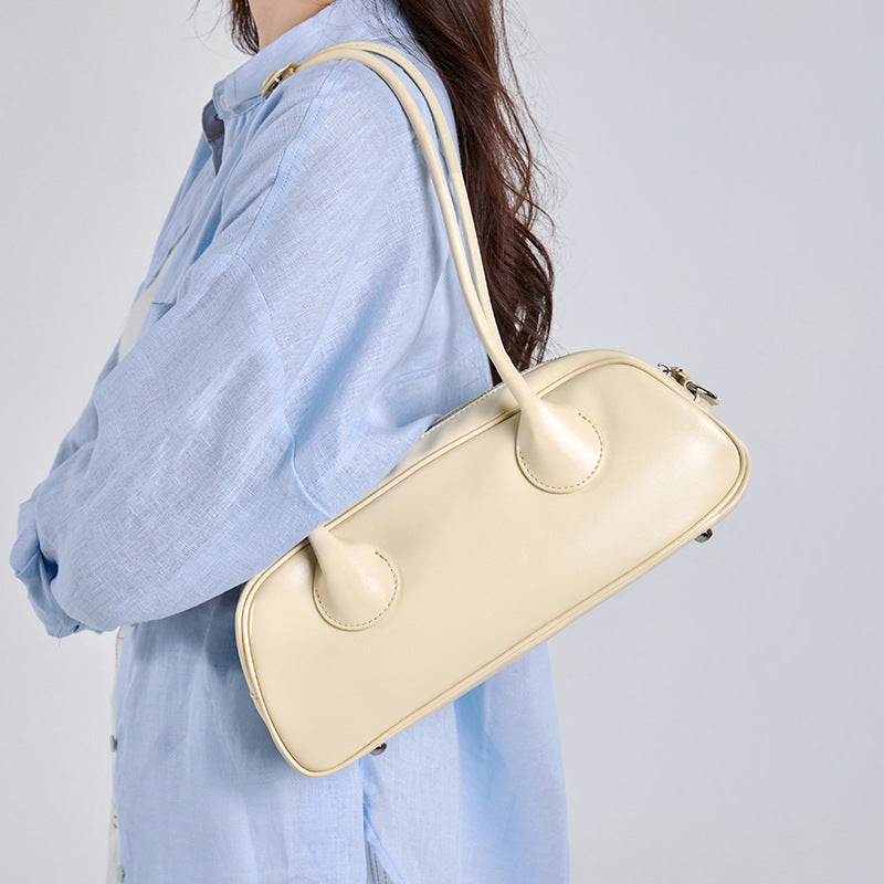 Sac sous-armure en cuir véritable minimaliste pour femmes