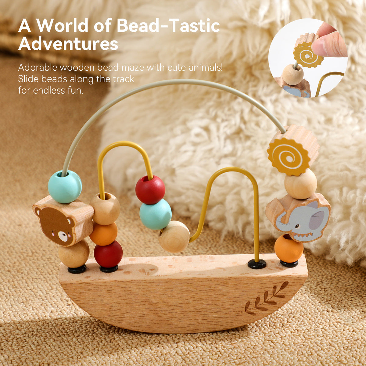 Montessori Ten-Bead String and Bead-Looping Practical Educational Toy
