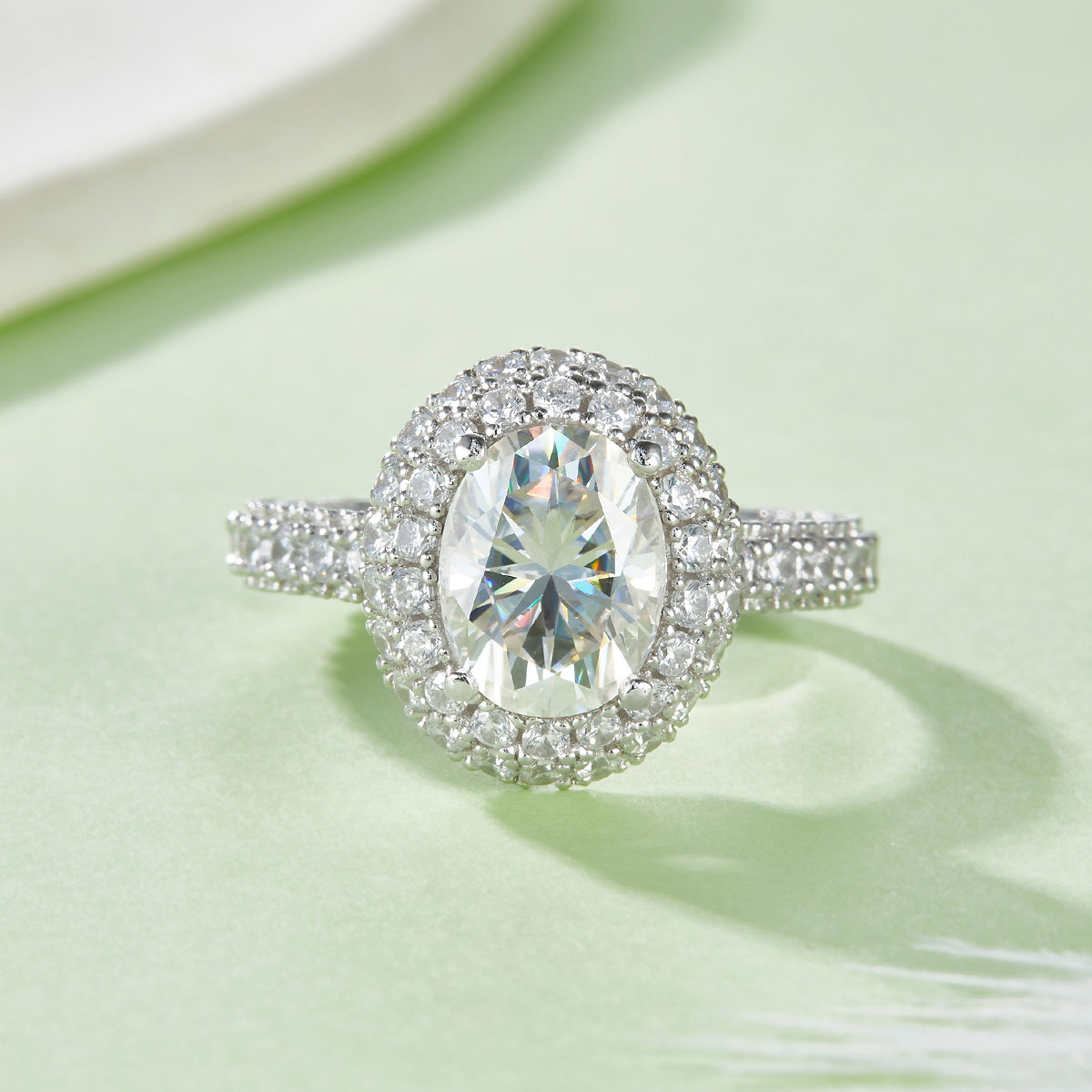 S925 Argent Sterling 2ct Anneau de Moissanite ovale