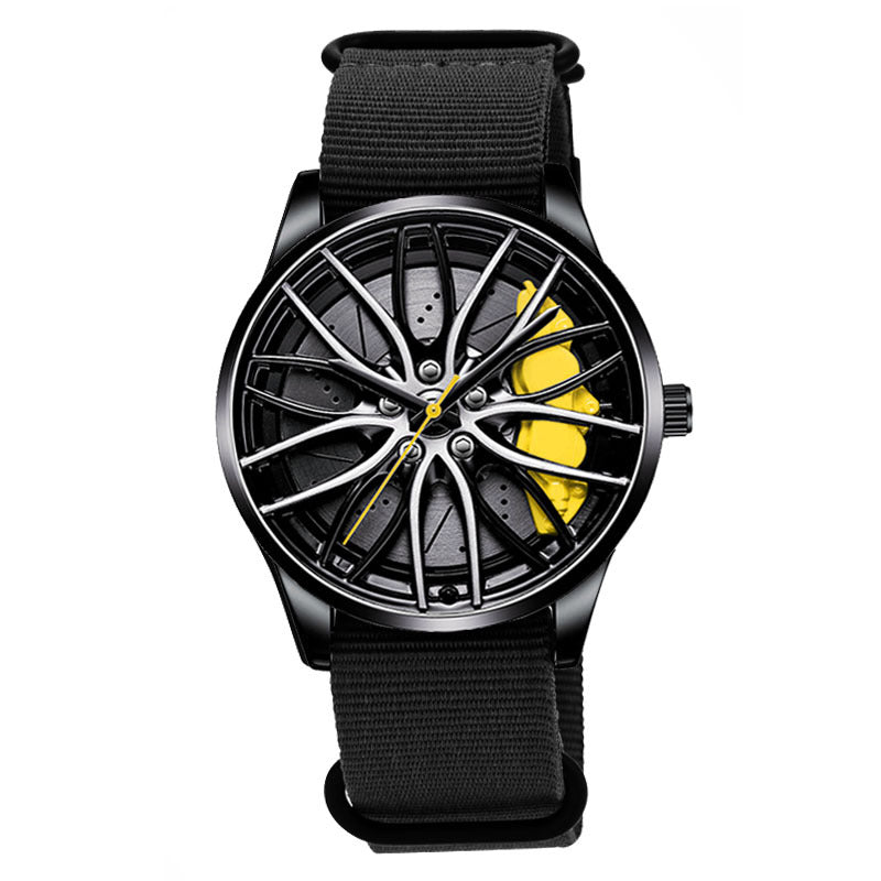 Nylon Roue Hubs Montre Quartz Créative Homme