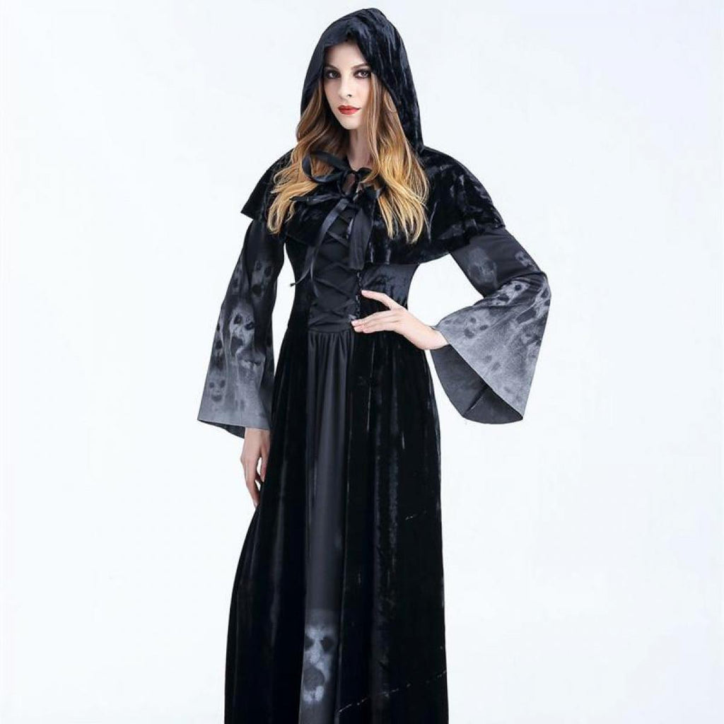 Halloween femmes médiévale gothique sorcière Maléfique Horreur effrayant Cosplay costume Carnaval Par