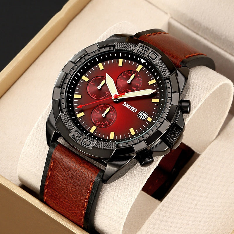 Ceinture Trois Yeux et Six Aiguilles Timing Quartz Wrist British Watch