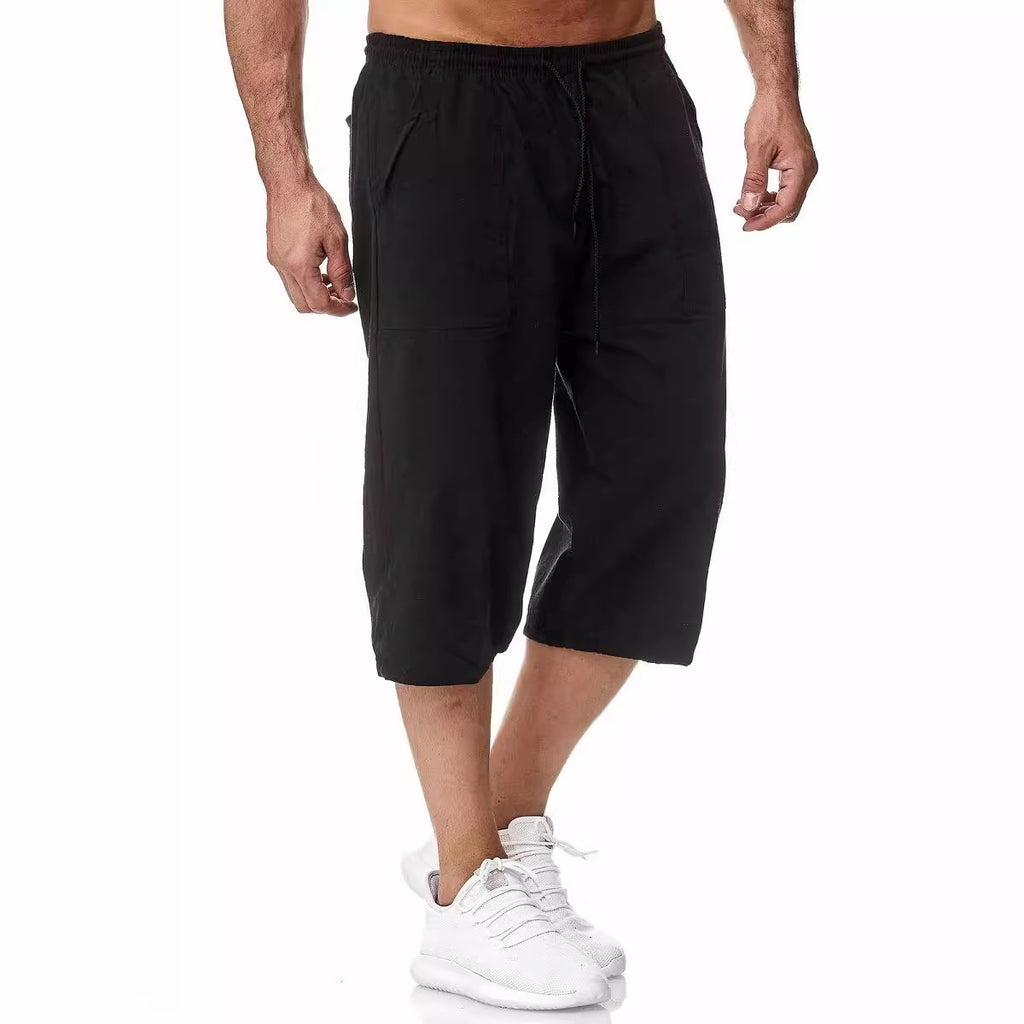 Amazon Europe and America Men's Casual Cotton-Line Sports Pantalons Été Cotton-Line Cropp