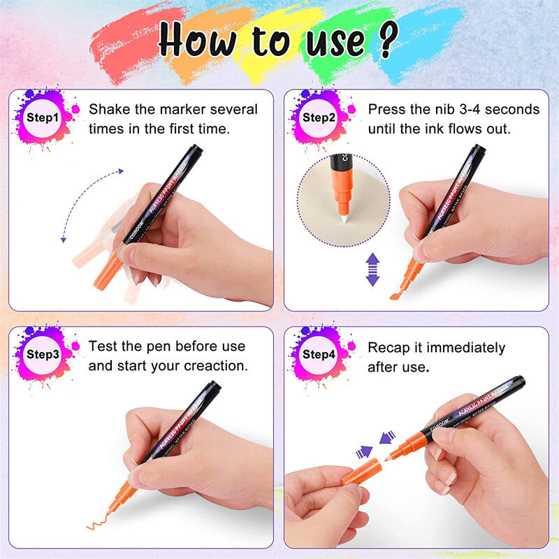 22 Couleurs Premium stylos de marquage acrylique 0.7 MM Extra Fine Tip Rock Painting