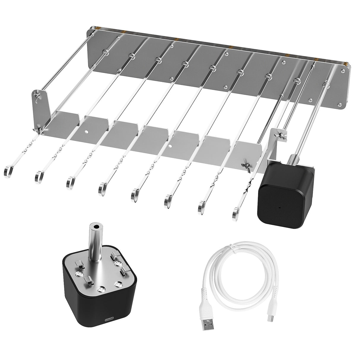 BBQ Cypriote Grill Top Rotisserie Kebab brochettes avec moteur électrique USB charge