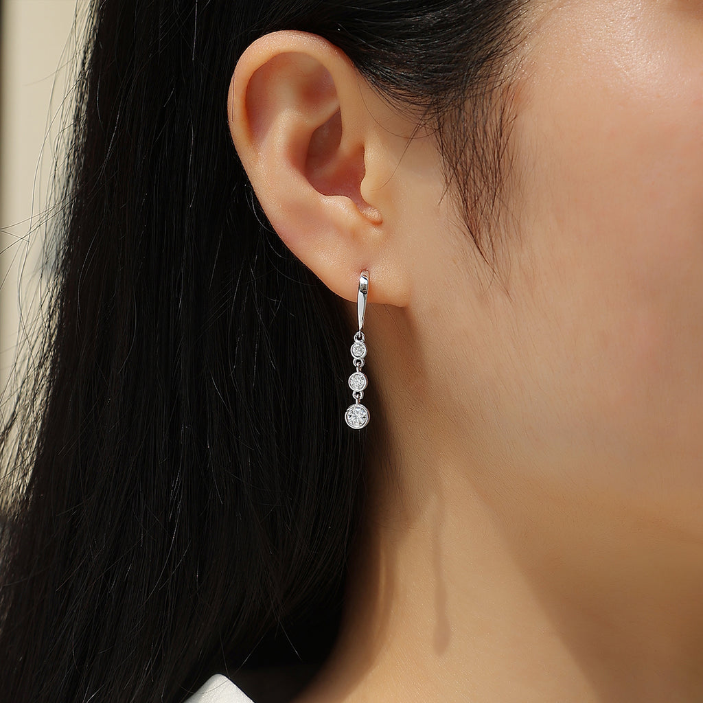 S925 Three-Tone Sterling Silver Drop Earrings