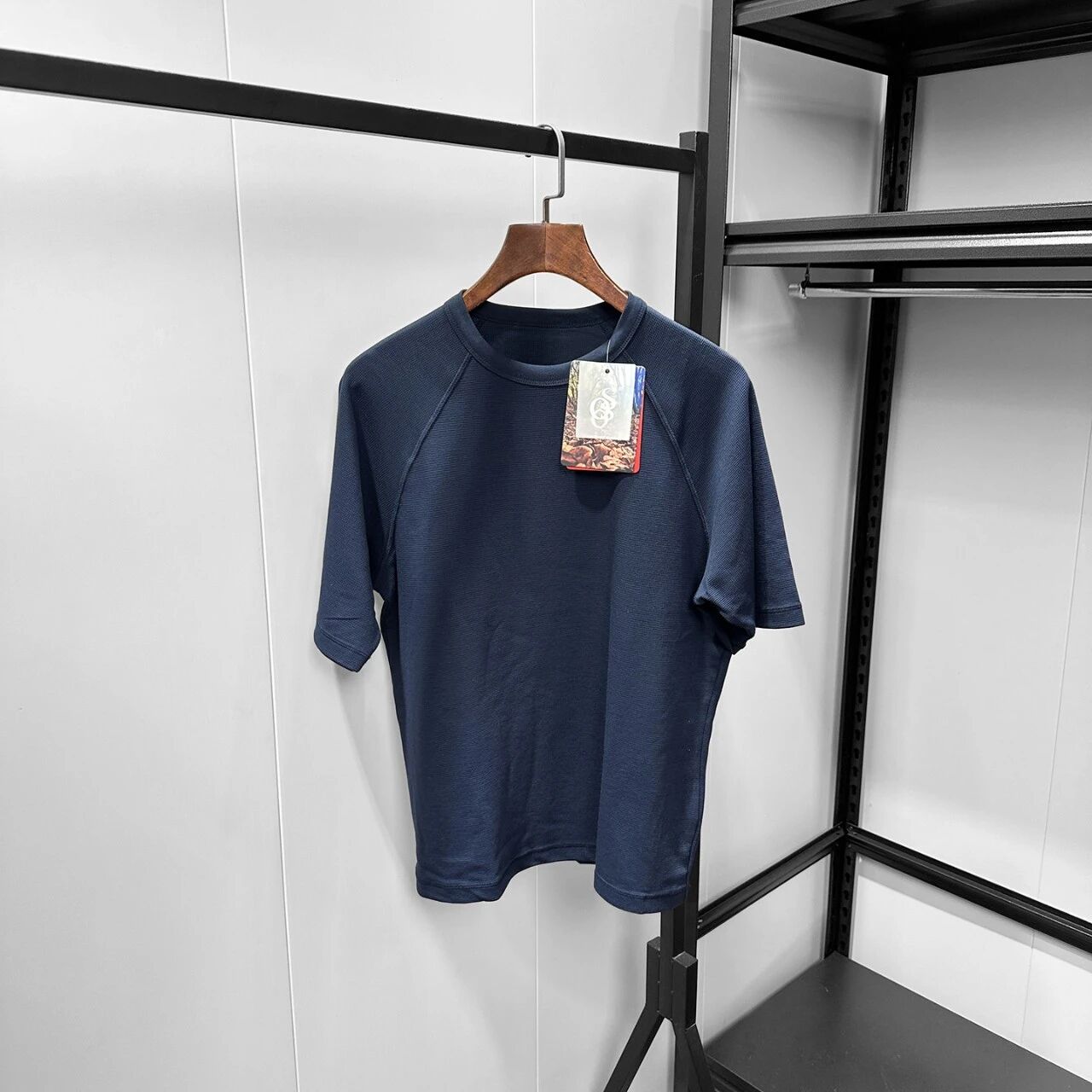 T-Shirt manches courtes Waffle Knit Raglan pour hommes Col d'équipage Lose Casual Basic Tee Respirant