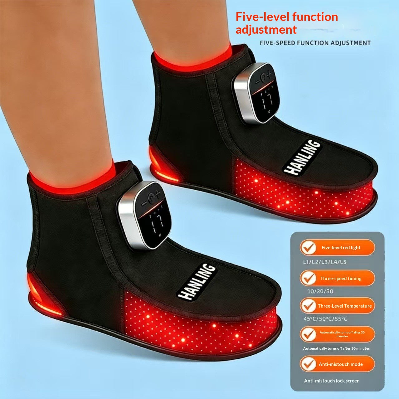 Chaussures LED de thérapie à lumière rouge avec photothérapie à infrarouge proche pour les soins de la cheville et le compte chaud