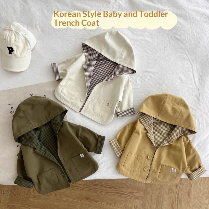 Manteau de trench à capuchon à la mode coréen pour garçons