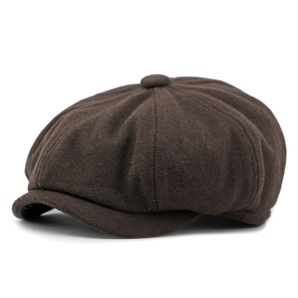 Rétro style britannique Octagonal Newsboy Cap avec un patchwork court Brimmed Tweed Fedora Hat