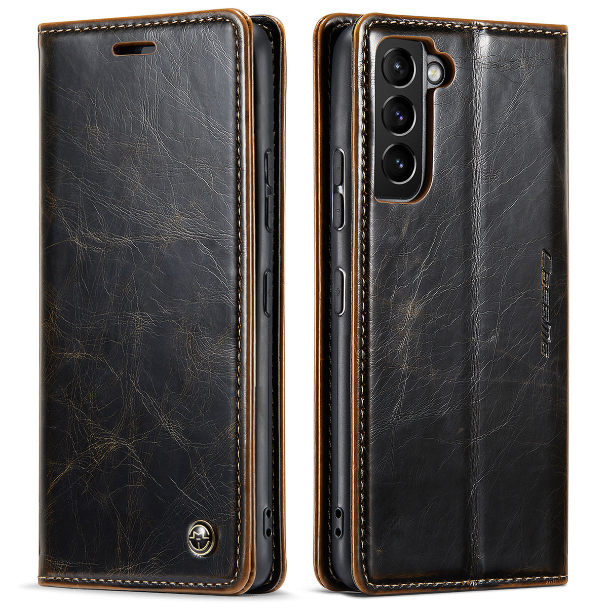 Crazy Horse Pattern Phone Case Card Flip A55 Mobile Phone Leather Case
