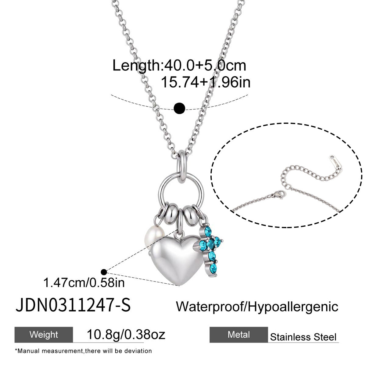 Zircon Love Collier en acier titane