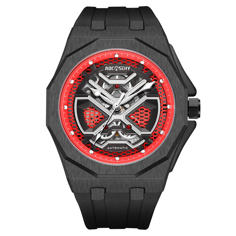 Montre mécanique Hollow tendance avec affichage lumineux et résistance à l'eau pour les hommes