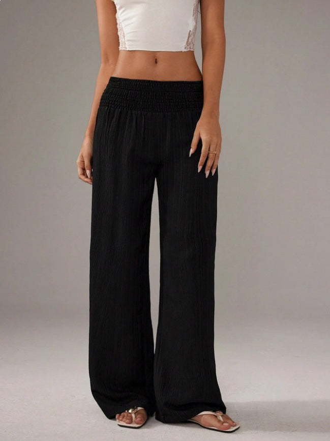 Européen et américain-style Versatile Solid-color Elastic-waist Vacation Wear