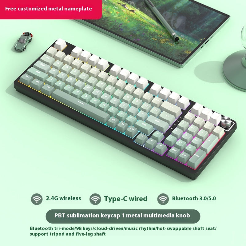 98 Clé sans fil Bluetooth Trois modèles de clavier mécanique Gaming Electronic Sports Office