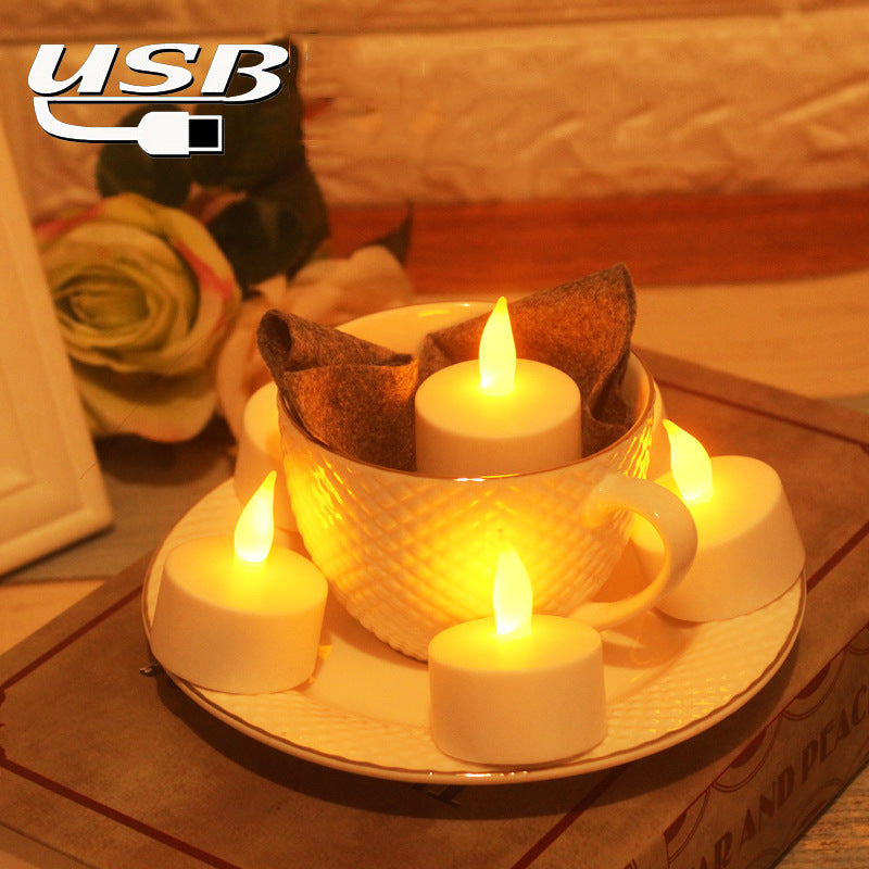 Rechargeable Yellow Flickering LED Candle Lamp