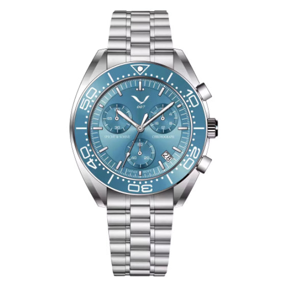 Montre chronographe multifonctions d'affaires résistant à l'eau avec un cristal saphir