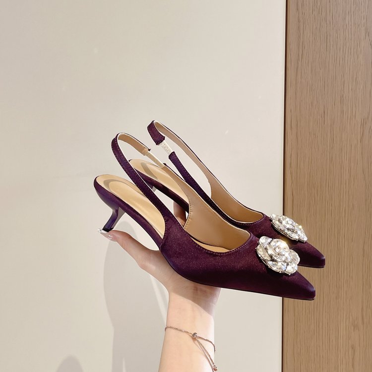 Été Femmes Strass Camellia Pointée Toe Haut Talon Sandales