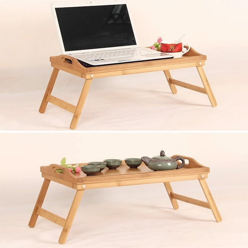 Table de lit en bois de bambou avec pieds pliants Petit déjeuner Portable