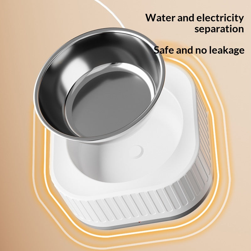 Simple bol d'eau en acier inoxydable à usage domestique avec température constante pour les chats