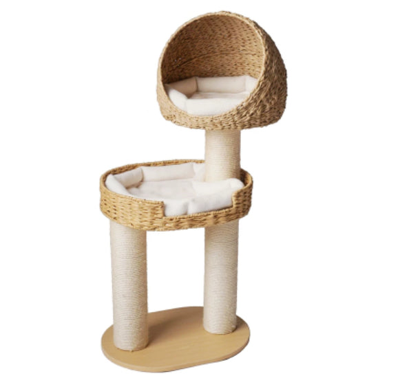 Green Song Woven Cat Climbing Frame with Thick Posts Cat Tree Cat Bed and Scratching Post