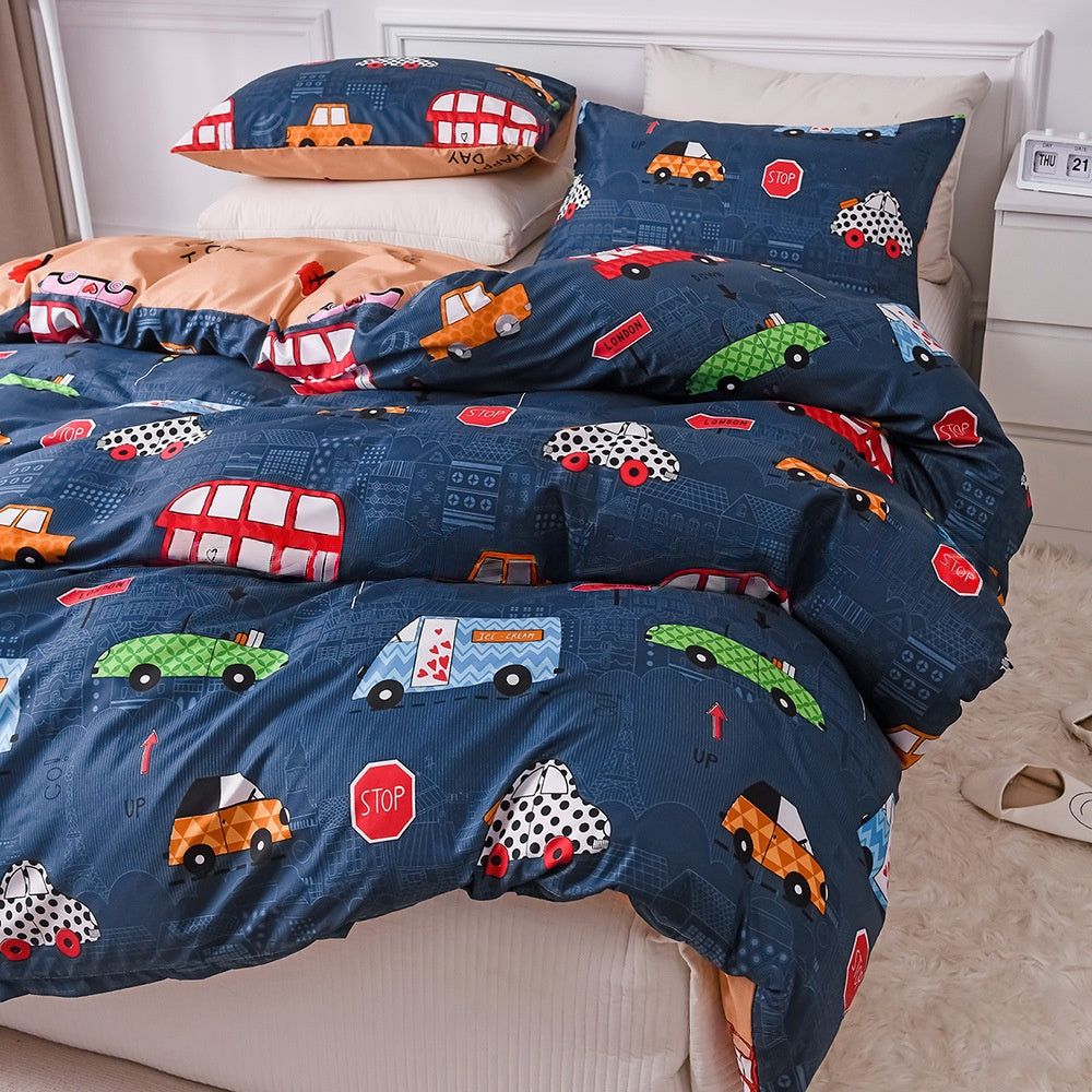 Ensemble de literie pour enfants avec housse de matelas et oreillers imprimés