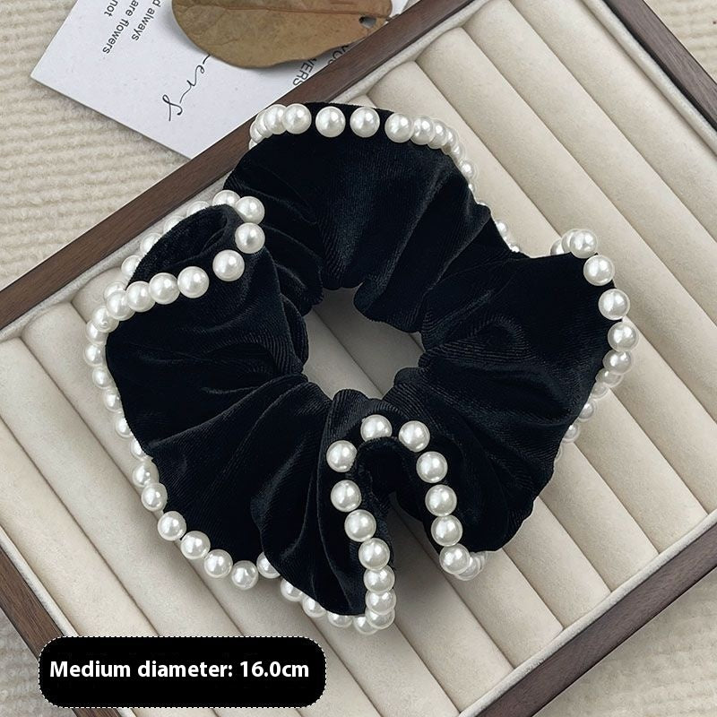 Vintage Velvet perles cheveux anneau tempérament surdimensionné Floking Style classique Toutes les correspondances E