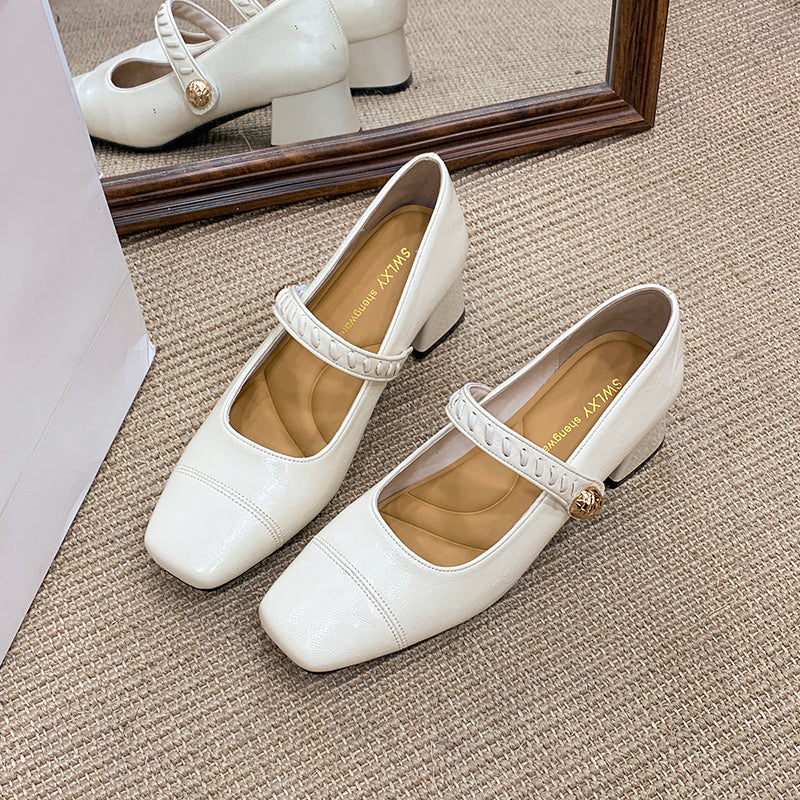 Les femmes Chunky Heel Square Toe Mary Janes
