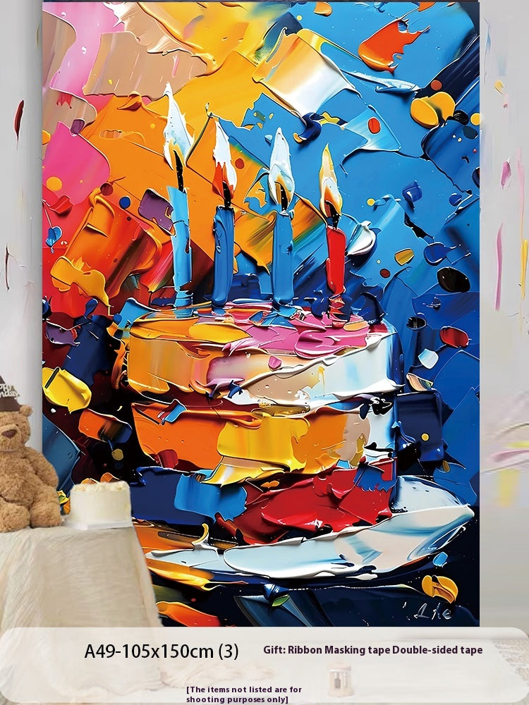 Fête d'anniversaire disposition Cake vêtements de suspension enfants fond mur
