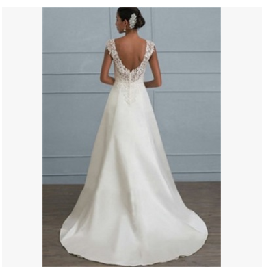 Automne blanc tempérament dentelle robe de mariée européenne demoiselle d'honneur backless col bas large