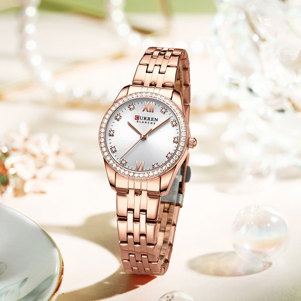 Simple waterproof women's watch with Roman numerals