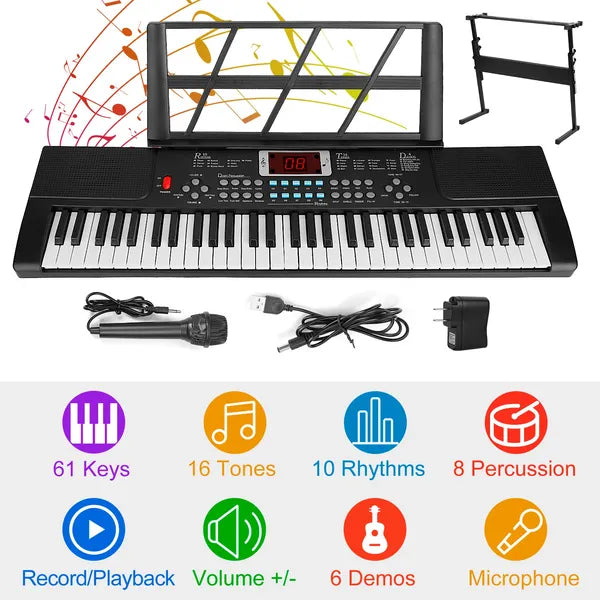 61 Clés Musique numérique Clavier électronique Électrique Instrument de piano musical Enfants Apprendre