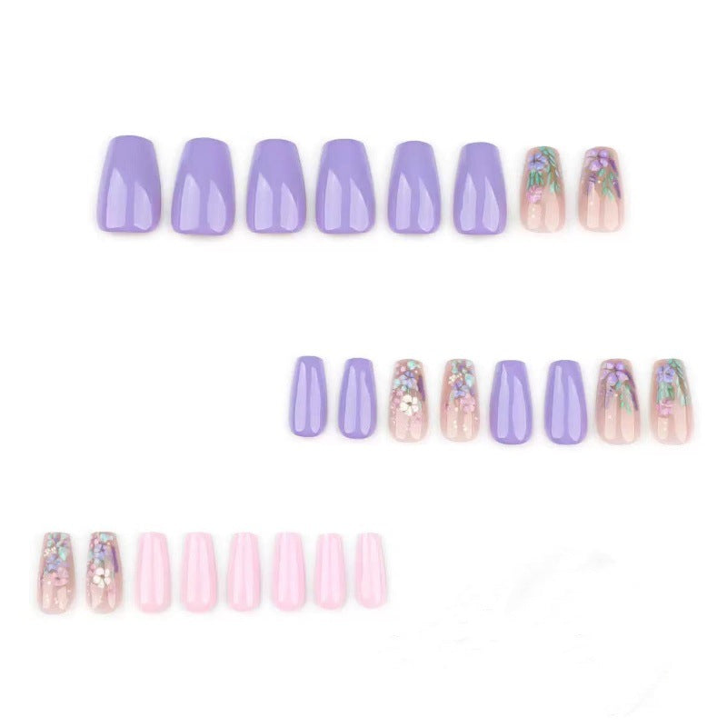 Pastoral Nail Fresh-Style Art Flower Wearable Nails