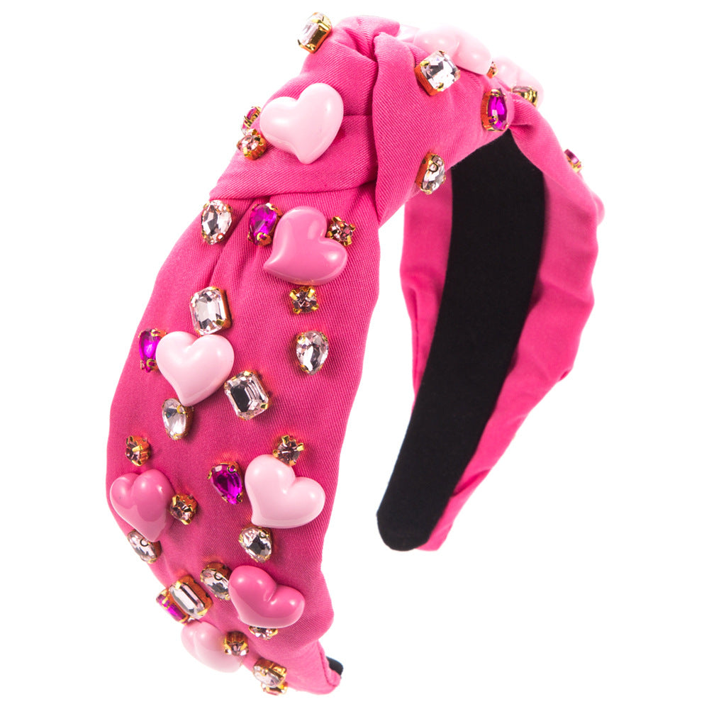 Baroque Saint Valentin tête de bande féminine en verre cousu à la main Charms Pierres gemmes Paillettes avec