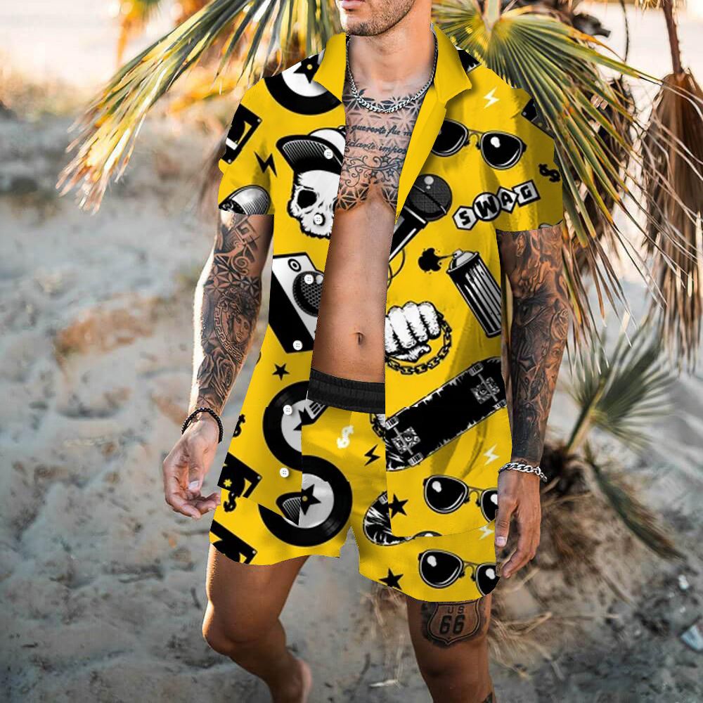 Ensemble de chemise et de shorts pour homme imprimé en 3D