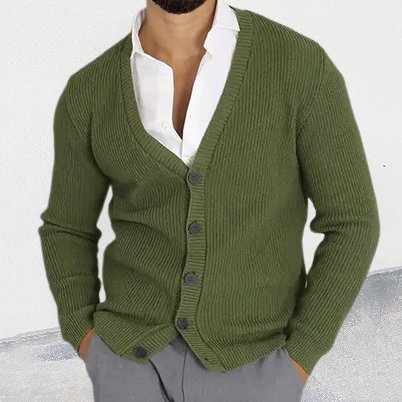 Chandail à manches longues à col en V pour hommes tricoté à la mode