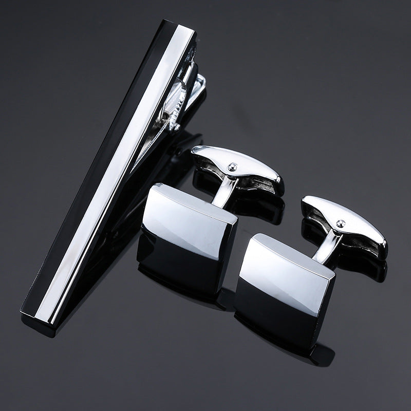 Clip en or argent noir Croix carré brossé