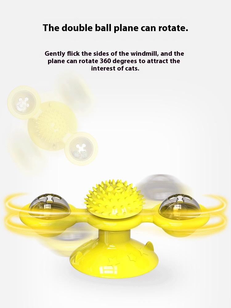 Interactive Windmill Cat Toy with LED Light Ball